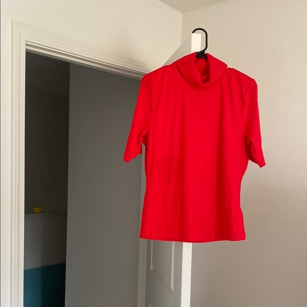 Vibrant Red Turtleneck Top